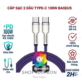 Hình ảnh Cáp sạc Baseus Type C 100W, Cáp sạc siêu nhanh 100W Baseus Metal Data Cable Type C to Type C (100W) - Hàng nhập khẩu