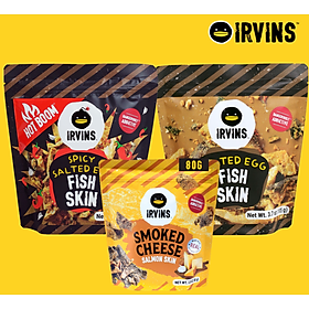 Mua 1 Tặng 1 COMBO IRVINS Da Cá Trứng muối Thường 105g +Da cá hồi Phô mai