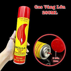 Gas bơm bật lửa hột quẹt vàng lớn loại 280ml kèm 5 đầu bơm tiện lợi