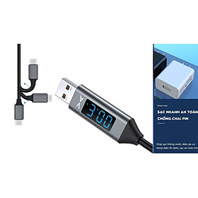 Mua Bộ Cục sạc và Dây Cáp Sạc Có Màn hình hiển thị điện áp dùng cho IOS/Android Chuẩn MFi PowerLine Viniel IP14SC - Hàng Chính Hãng