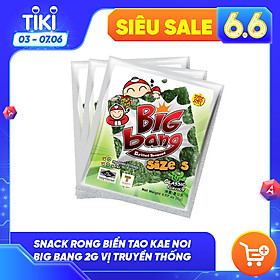 Lốc 24 gói Snack rong biển Tao Kae Noi Big Bang vị truyền thống 2g