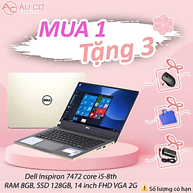 Laptop Dell Inspiron 7472, Core i5-8250U, Ram 8GB, SSD 128GB, 14 inch Full HD, VGA 2G - Hàng Chính Hãng