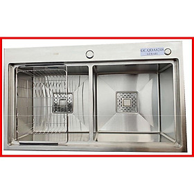Mua {CHÍNH HÃNG} Chậu rửa 2 hố cân phụ kiện đi kèm chât liệu Inox 304 cao cấp mã GC.QDA8248 thương hiệu Gerari