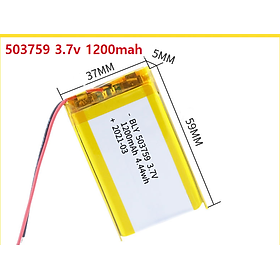 Pin sạc Lithium LiPo 1s 3.7V 1200mah 503759 Cho tai nghe,loa Mp3 MP4 MP5 GPS PSP Bluetooth hàng mới
