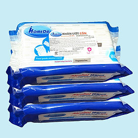 Combo 3 Gói Khăn ướt kháng khuẩn có cồn cao cấp iHomeda ( 80 Miếng/ Gói) - Combo 3 of iHomeda premium anti-bacteria alcohol wipes ( 80 sheets per packpage)