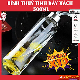 Bình Nước Thủy Tinh, Chai Detox Có Dây Xách 500ml Chai Thủy Tinh Đựng Nước 500ML - Nắp Thiếc Vặn Có Dây Treo (Bình Thủy Tinh Đựng Nước, Đựng Sữa - Chai Thủy Tinh Đựng Nước Ép)