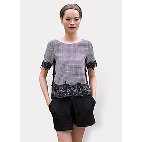 Áo Caro Suông Phối Ren Cung Cấp Bởi Hanali