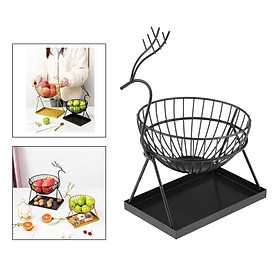 Metal Fruit Basket Bowl Kitchen Decoration Storage Holder Tray Black Small