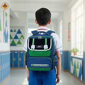 Balo học sinh chống nước cao cấp TNBags Smart Green – Balo học sinh đa năng đi học đi chơi, thiết kế thông minh form đứng hiện đại bền bỉ TN.B 3111
