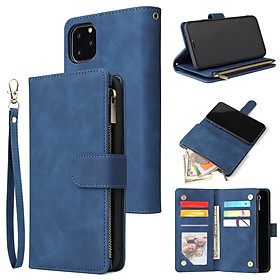 For iPhone 11 iPhone 11 pro iPhone 11 pro max PU Leather Side Magnetic Buckle Multi-card Bracket Full Protective Case with Zipper Wallet Style:iPhone 11 Pro