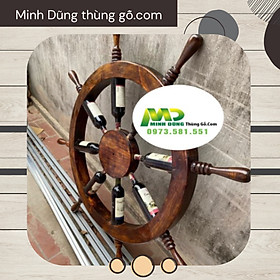 Bánh lái thuyền ƯU ĐÃI KHỦNG Bánh lái thuyền trang trí hầm rượu bằng gỗ kết hợp những chai rượu vang rất độc đáo