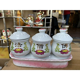 Mua bộ 3 chun nước có nắp kèm đế/ chun nước có nắp cúng phật