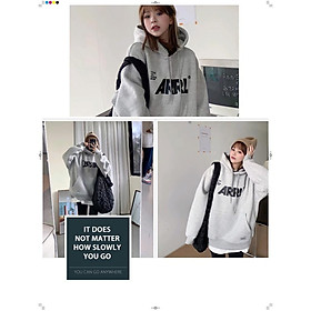 Áo Hoodie In Chữ ARRL Màu Xám Chất Nỉ Ngoại Nam Nữ Dáng Hàn Quốc Siêu Basic