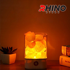 Đèn ngủ đá muối tự nhiên Rhino L901 thanh lọc không khí, 2 màu sắc - hàng chính hãng