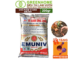 Chế Phẩm Vi Sinh EM Greenhome, Emuniv, Gói 200gr, Dùng Ủ Phân Bón Hữu Cơ, Xử Lý Rác Thải Gia Đình, Phân Huỷ Nhanh - VI SINH EMUNIV 200GR