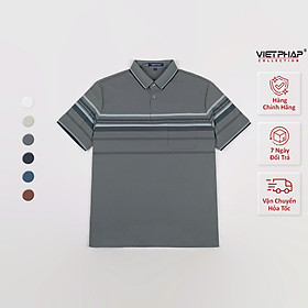 Áo Polo Nam VIỆT PHÁP Form Luxury - Thun Lụa Lạnh Sọc, lịch lãm, sang trọng 50654