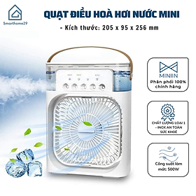 Quạt Điều Hòa Hơi Nước Mini, Quạt Phun Sương Tạo Ẩm Làm Mát Để Bàn, Hẹn Giờ Thông Minh Tích Hợp Đèn Ngủ - HÀNG CHÍNH HÃNG MINIIN