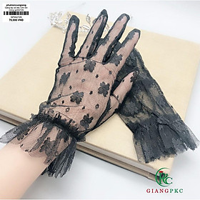 Găng tay nữ ren đen đính hoa giangpkc