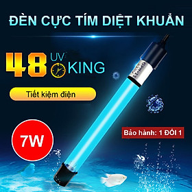 Đèn UV 5W-200W Diệt Khuẩn Nước Hồ Cá, Nước Thải, Sinh Hoạt, Làm Trong Chỉ 7 Ngày  - 7W, 19.5cm, bóng đơn, bể dưới 500L