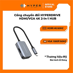 CỔNG CHUYỂN HYPERDRIVE HDMI/VGA 4K60HZ 2 IN 1 HD-C2HV GRAY - HÀNG CHÍNH HÃNG