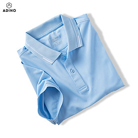 Áo polo nữ màu xanh biển phối viền ADINO vải polyester cotton không bai xù dáng slimfit công sở hơi ôm trẻ trung APN05