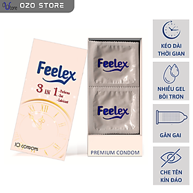 Bao cao su OZO Feelex 3in1 gân gai, nhiều gel bôi trơn, kéo dài thời gian quan hệ