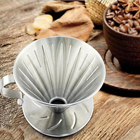 Pour Over Coffee Filter Stainless Steel Coffee Drip Cone With Cup Stand Reusable Coffee Brewer Maker, Silver, 2 Sizes to Choose