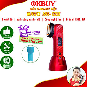 Máy Massage Mặt Và Nâng Cơ Mặt Nikio NK-128 - Công Nghệ Điện Di RF và EMS, Photon Xanh và Đỏ Chườm Nóng Và Lạnh - Hỗ Trợ Đẩy Tinh Chất, Giảm Nếp Nhăn, Tăng Sinh Collagen, Trẻ Hóa Da