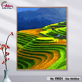 Tranh tô màu theo số phong cảnh ruộng bậc thang Việt Nam GAM VN022
