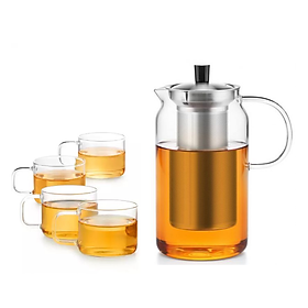 Mua Ấm trà thủy tinh chịu nhiệt có lọc trà bằng Inox S046 1200ml - Bình lọc trà thủy tinh chịu nóng lạnh Nata Samahome Shop