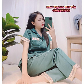 Đồ Bộ Pijama - Bộ Lụa Satin Dài Tay Chữ Ký Thêu Hàng Thiết Kế Cao Cấp