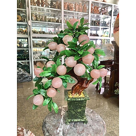 Mua Cây đào phong thủy đá thạch anh hồng gồm 18 quả - Cao 55cm