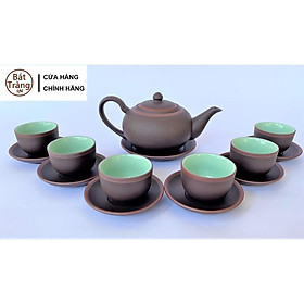 Mua Ấm trà tử sa bát Tràng Tống mầu nâu gụ chỉ đỏ lòng xanh