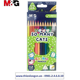 Chì gỗ 12 màu M&G hình So Many Cat vỉ giấy - AWP343A1