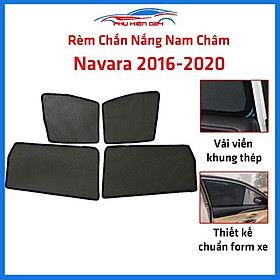 Bộ 4 rèm chắn nắng nam châm Navara 2016-2017-2018-2019-2020 khung cố định chống tia UV
