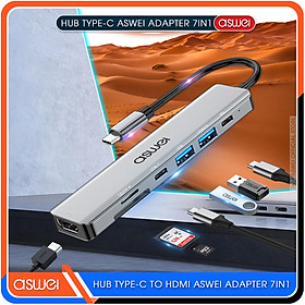 Mua Hub Type C ASWEI 7 in 1 To HDMI  USB 3.0  SD  TF  USB-C  PD 100W - Hàng Chính Hãng