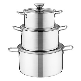 Bộ Nồi Inox 1 Đáy Sunhouse SH114 (16-20-24cm)