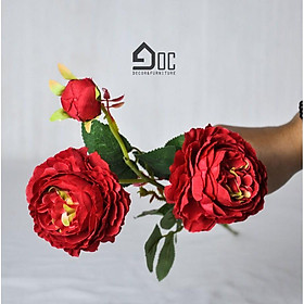 Hoa giả, hoa hồng mẫu đơn 2 bông 1 nụ cao cấp loại 1 Góc decor