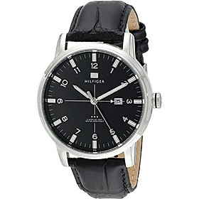 Tommy Hilfiger Men's 1710330 Stainless Steel Watch with Black Genuine Leather Band