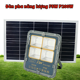 Mua Đèn pha năng lượng mặt trời 200W cao cấp FSW-200 dây dài 5m ánh sáng trắng chiếu sáng liên tục trên 12h