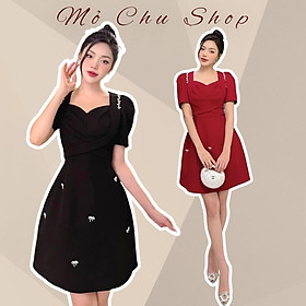 Đầm xòe dự tiệc chéo eo đính đá bigsize