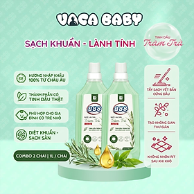 Combo 2 Chai Nước Lau Sàn 888 Tinh dầu Tràm Trà Sạch Khuẩn Và Lành Tính 1L/Chai