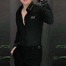 Áo sơ mi nam viền cổ họa tiết