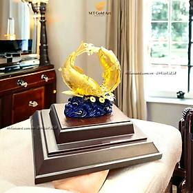 Mua Tượng Đôi Cá Chép Dát Vàng 24K(	24x18x13 cm) MT Gold Art- Hàng chính hãng  trang trí nhà cửa  phòng làm việc  quà tặng sếp  đối tác  khách hàng  tân gia  khai trương