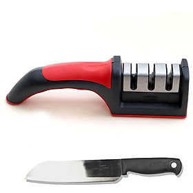 Combo mài dao 3 rãnh và dao bếp inox cán đen cao cấp MDD01 – Gia dụng bếp