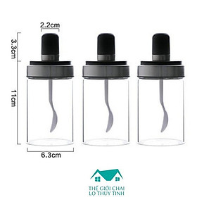 Mua Hũ thủy tinh đựng gia vị 250ml Sẵn Thìa nắp đậy kín đựng gia vị hạt mì chính bột cách