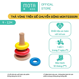 Đồ chơi thả vòng tròn vào trụ gỗ đứng cho bé từ 9-12 tháng Montessori Mota phát triển trí tuệ - Hàng chính hãng