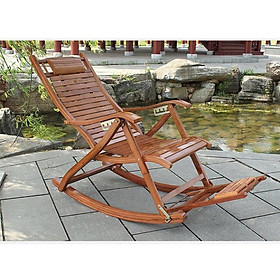 Ghế bập bênh gấp gọn bằng gỗ có 5 chế độ ngồi ngả + lăn massage bàn chân giúp ngồi nghỉ trưa thư giãn, đọc sách, xem phim