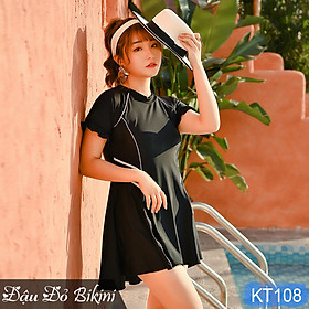 Bikini big size nữ, đồ bơi áo tắm size lớn cho người béo, dáng váy giấu bụng quần sooc đùi rời, hàng chất đẹp xịn | KT108