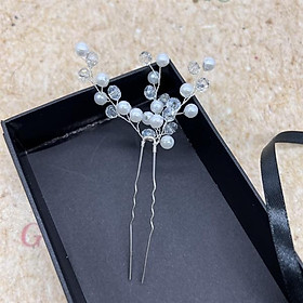 Trâm cài tóc hạt trai pha lê trắng bới tóc mẫu mới 2023